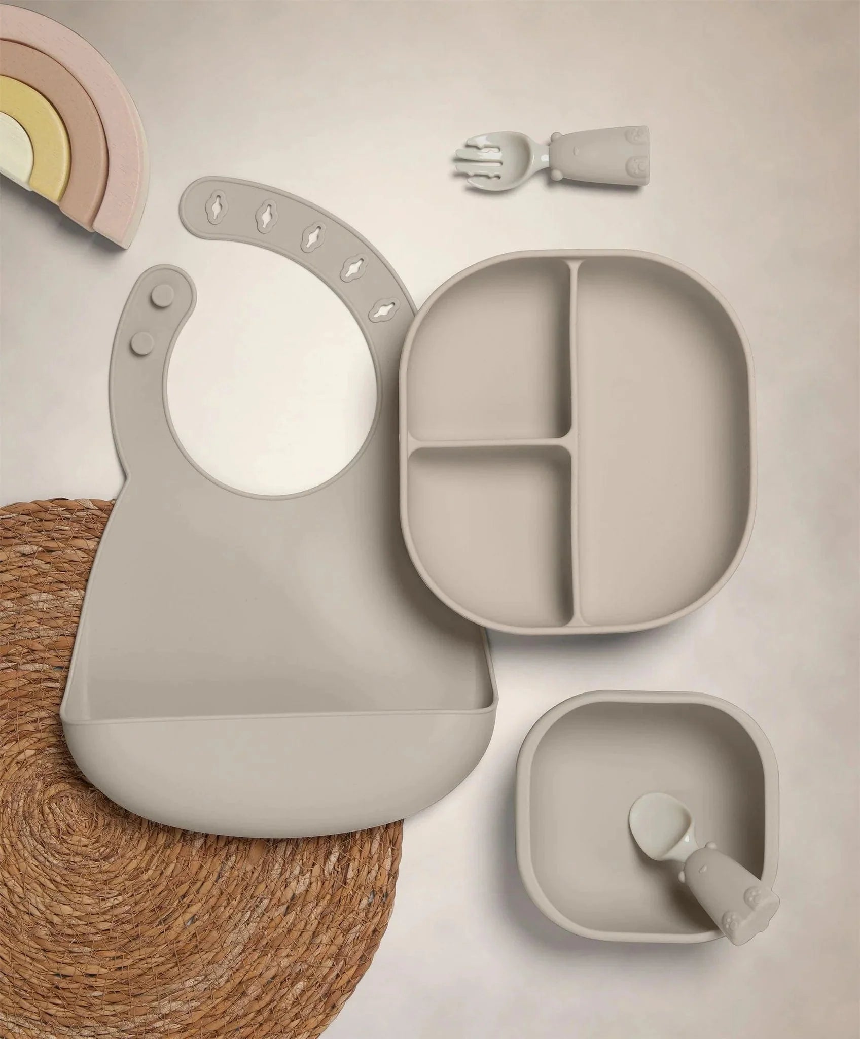 Mamas & Papas silicone weaning set in Truffle (British brand)