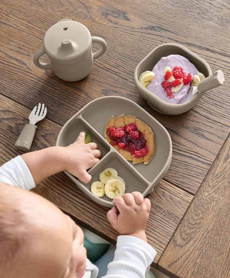 Mamas & Papas silicone weaning set in Truffle (British brand)