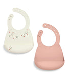Mamas & Papas silicone bibs 2-pack floral berry, imported from the UK