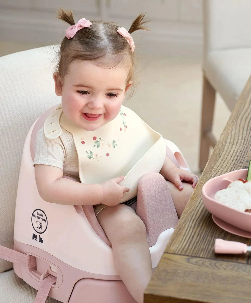Mamas & Papas silicone bibs 2-pack floral berry, imported from the UK