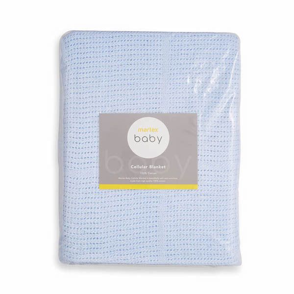 Martex Baby Cotton Leno Weave Cellular Blanket Large Blue