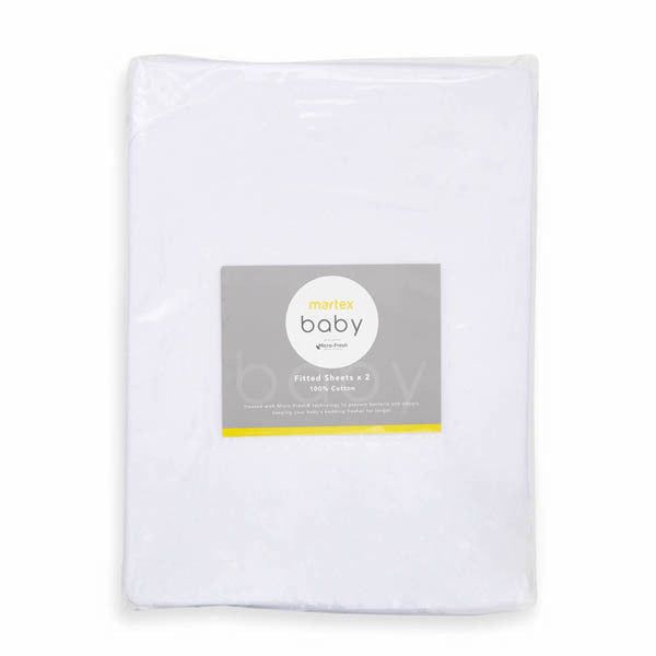 Martex Baby Twin Pack Fitted Sheet Crib White
