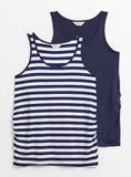 MATERNITY Navy &amp;amp; Stripe Vest Top 2 Pack 12