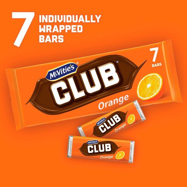 McVitie's Club Orange Chocolate Biscuit Bars Multipack   7 x 23g