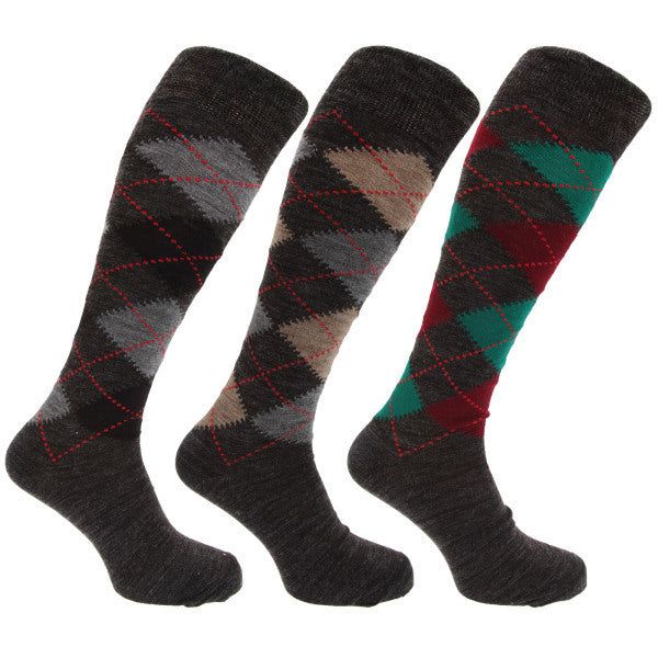 Mens Long Length Wool Blend Socks (Pack Of 3) (UK Shoe 6-11) Shades of Grey / 440.0EA