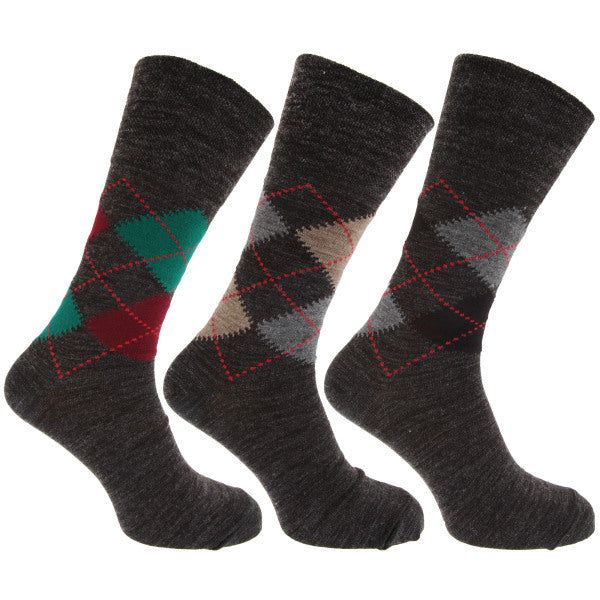 Mens Non Elastic Wool Blend Socks (Pack Of 3) (UK Shoe 6-11) Shades of Grey / 1EA