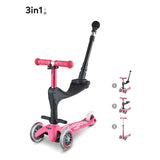 Micro 3in1 scooter in pink with push handle, imported from the UK