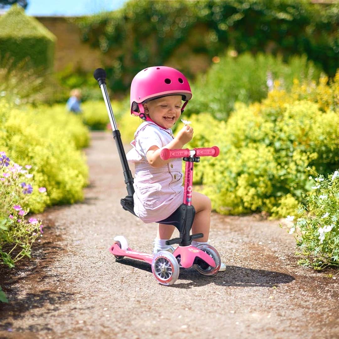 Micro 3in1 scooter in pink with push handle, imported from the UK