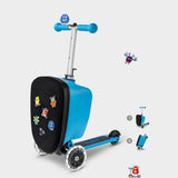 Micro Junior Luggage scooter suitcase in blue (British brand)