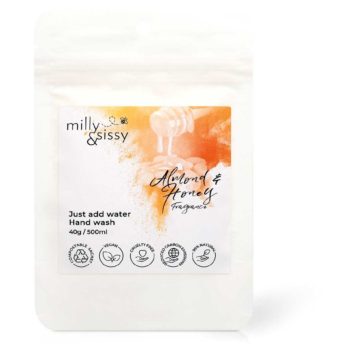Milly&amp;amp;sissy zero waste Hand Wash almond &amp;amp; honey 40g