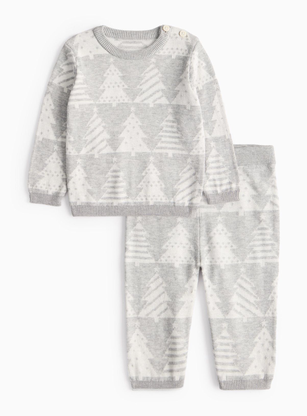 Mini Me Baby Grey Christmas Tree&amp;nbsp;Knitted Set 6-9 months