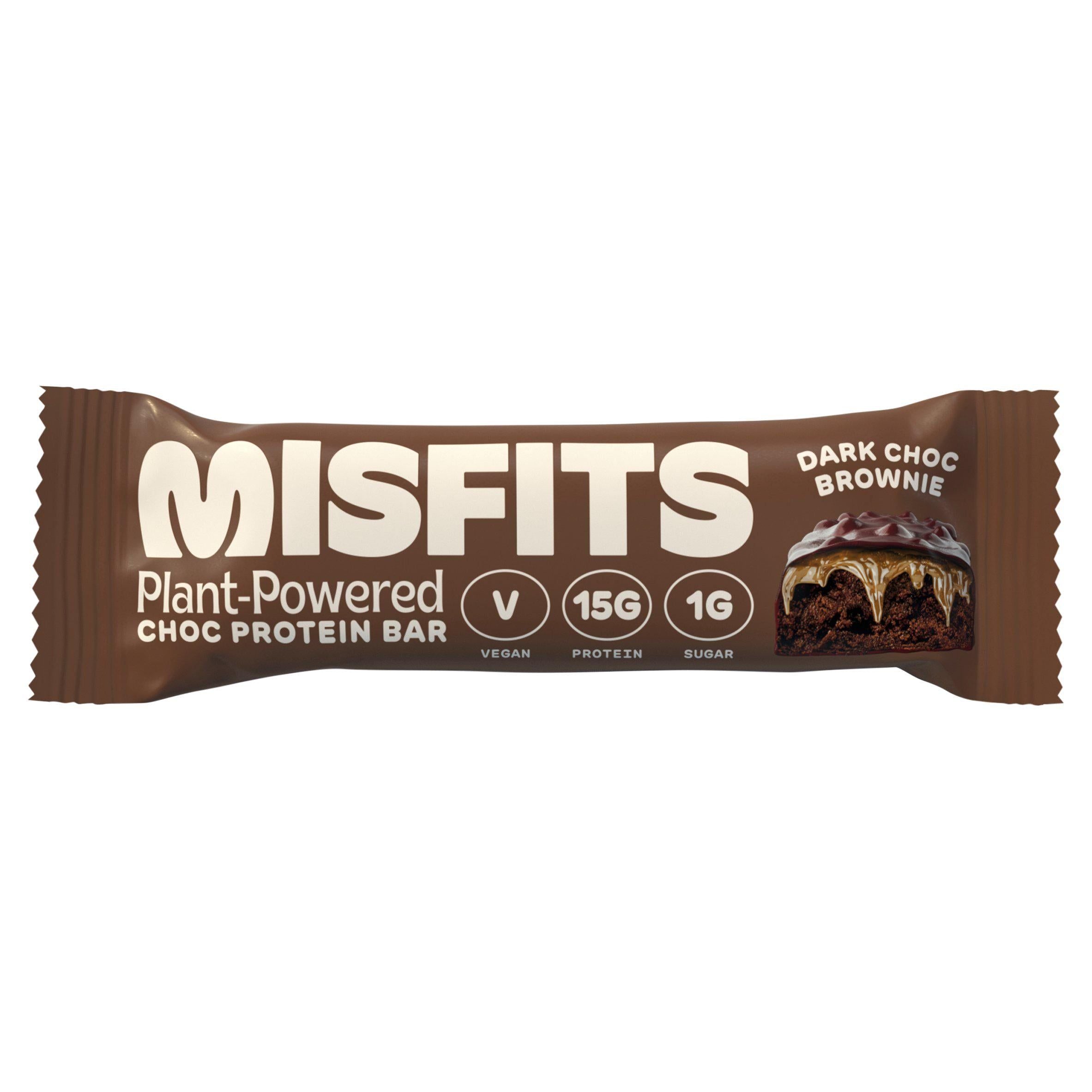 Misfits Plant Powered Choc Protein Bar Dark Choc Brownie Flavor 45g