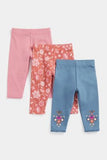 Mothercare Floral Leggings - 3 Pack