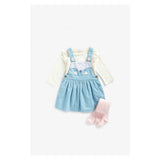 Mothercare Pinny Dress, T-Shirt and Tights Set