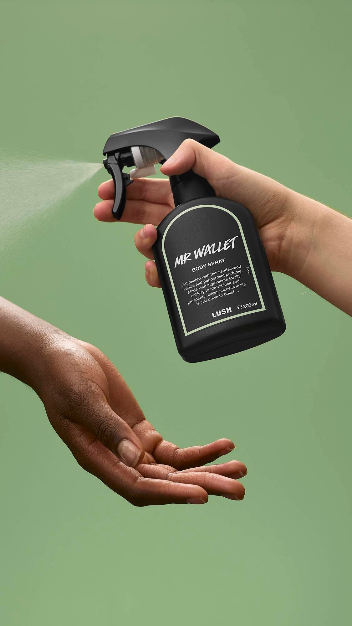 Lush Mr Wallet body spray for a minty scent - British product