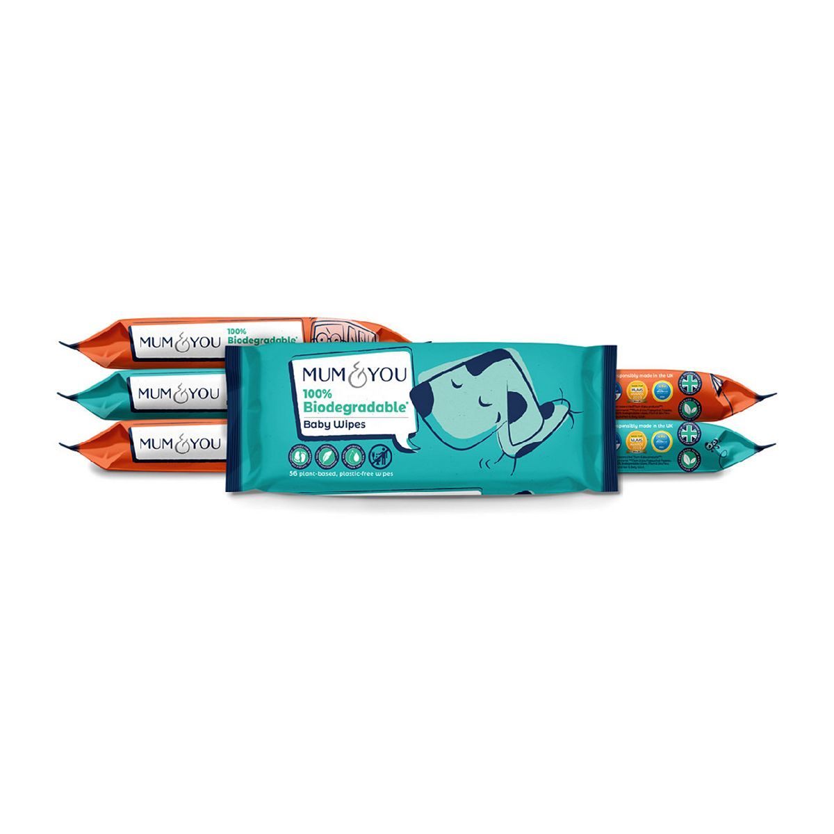 Mum &amp;amp;You 100% Biodegradable Plastic Free Wipes 6 x 56 Pack