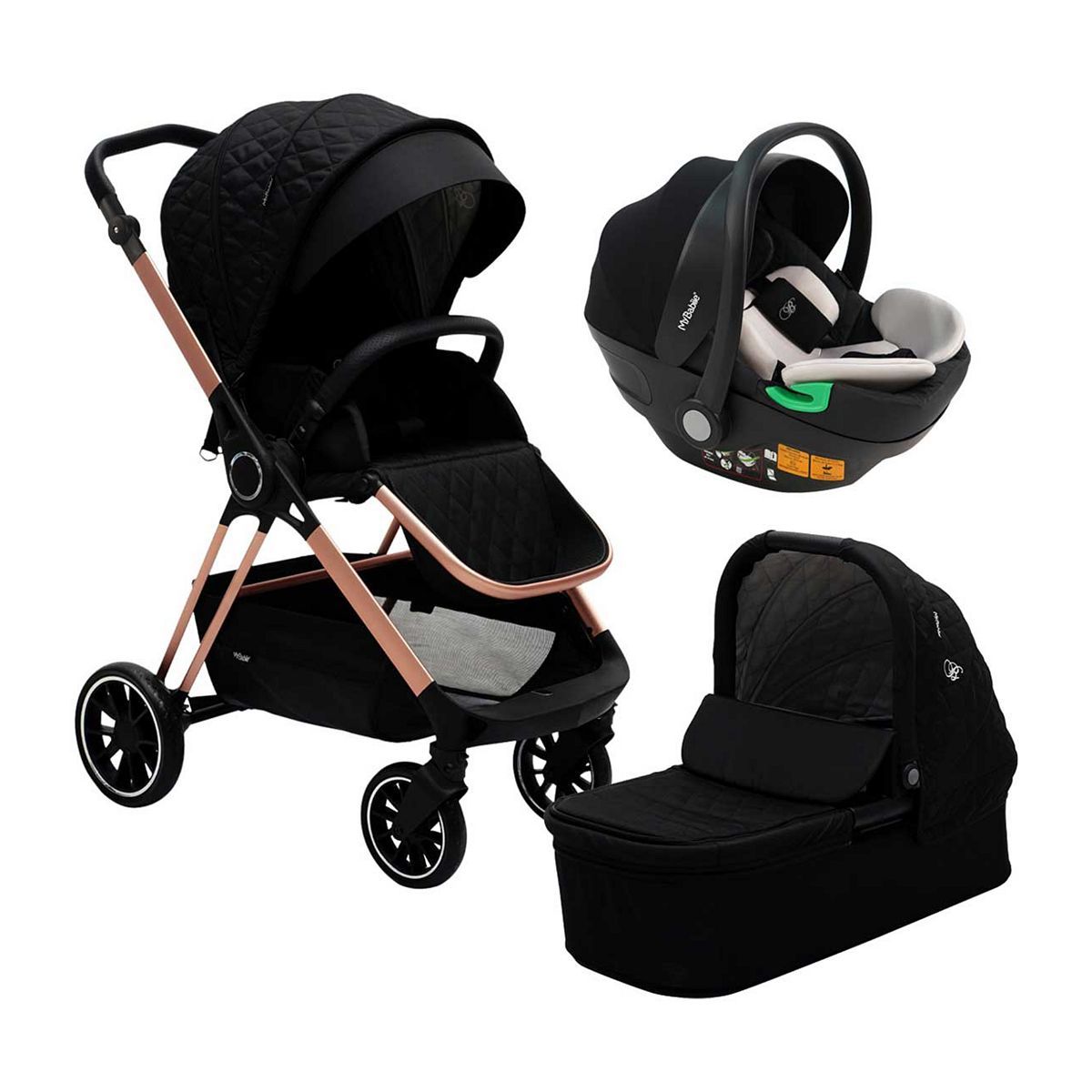 My Babiie Billie Faiers Black Quilted iSize Travel System