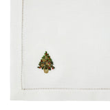Embroidered fir tree Christmas napkin, 100% cotton 45cm, imported from the UK