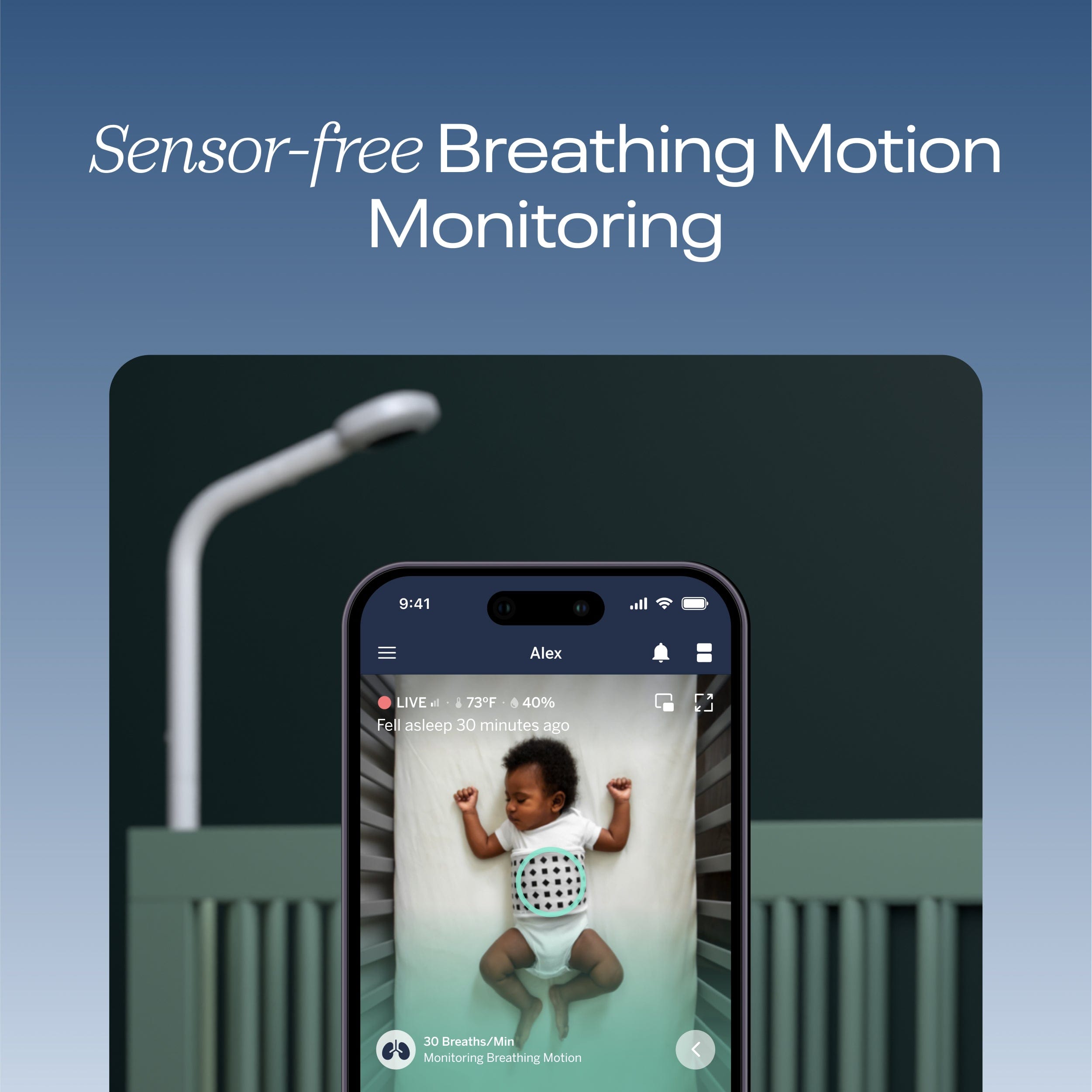 Nanit Pro baby monitor with floor stand, imported from the UK
