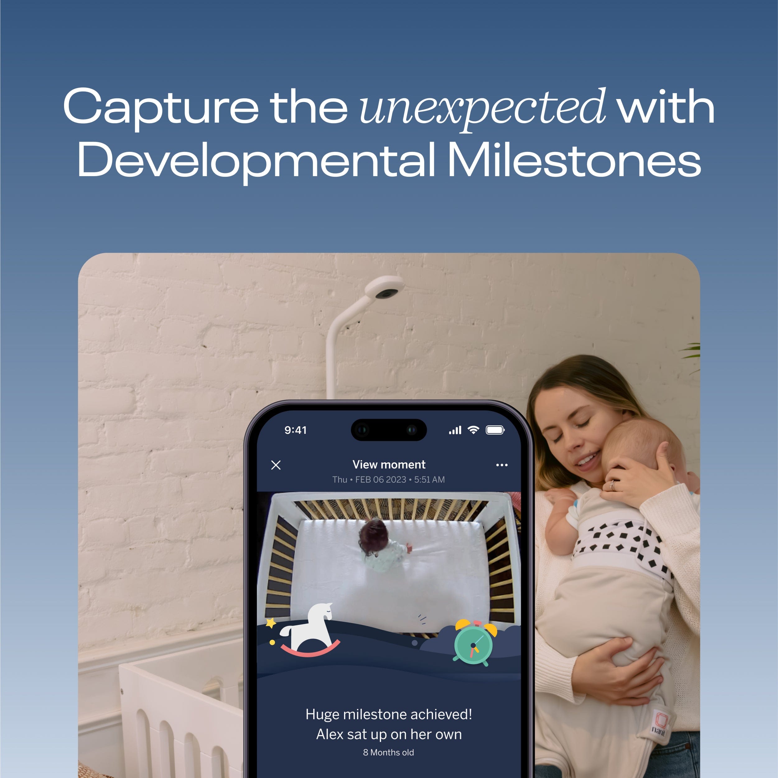 Nanit Pro baby monitor with floor stand, imported from the UK