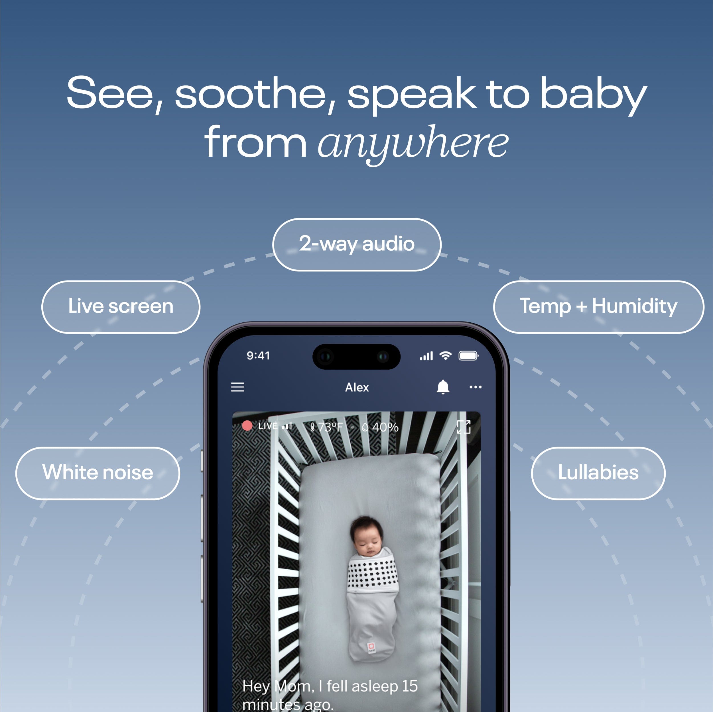 Nanit Pro baby monitor with floor stand, imported from the UK