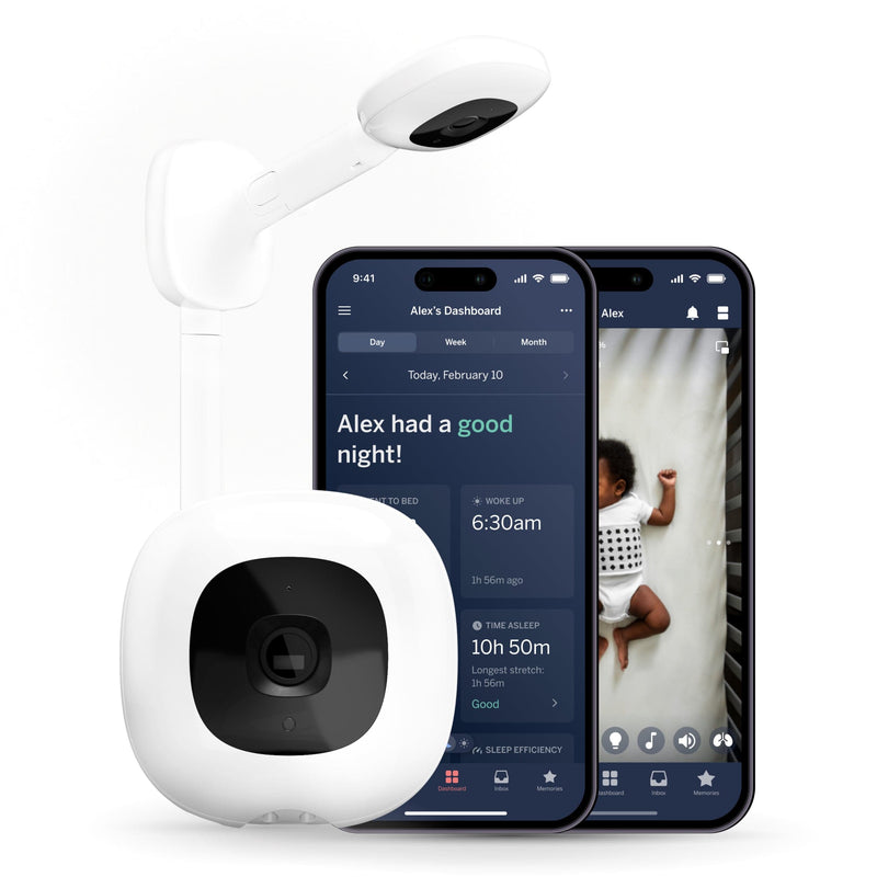 Nanit Pro baby monitor with wall mount in white - British product