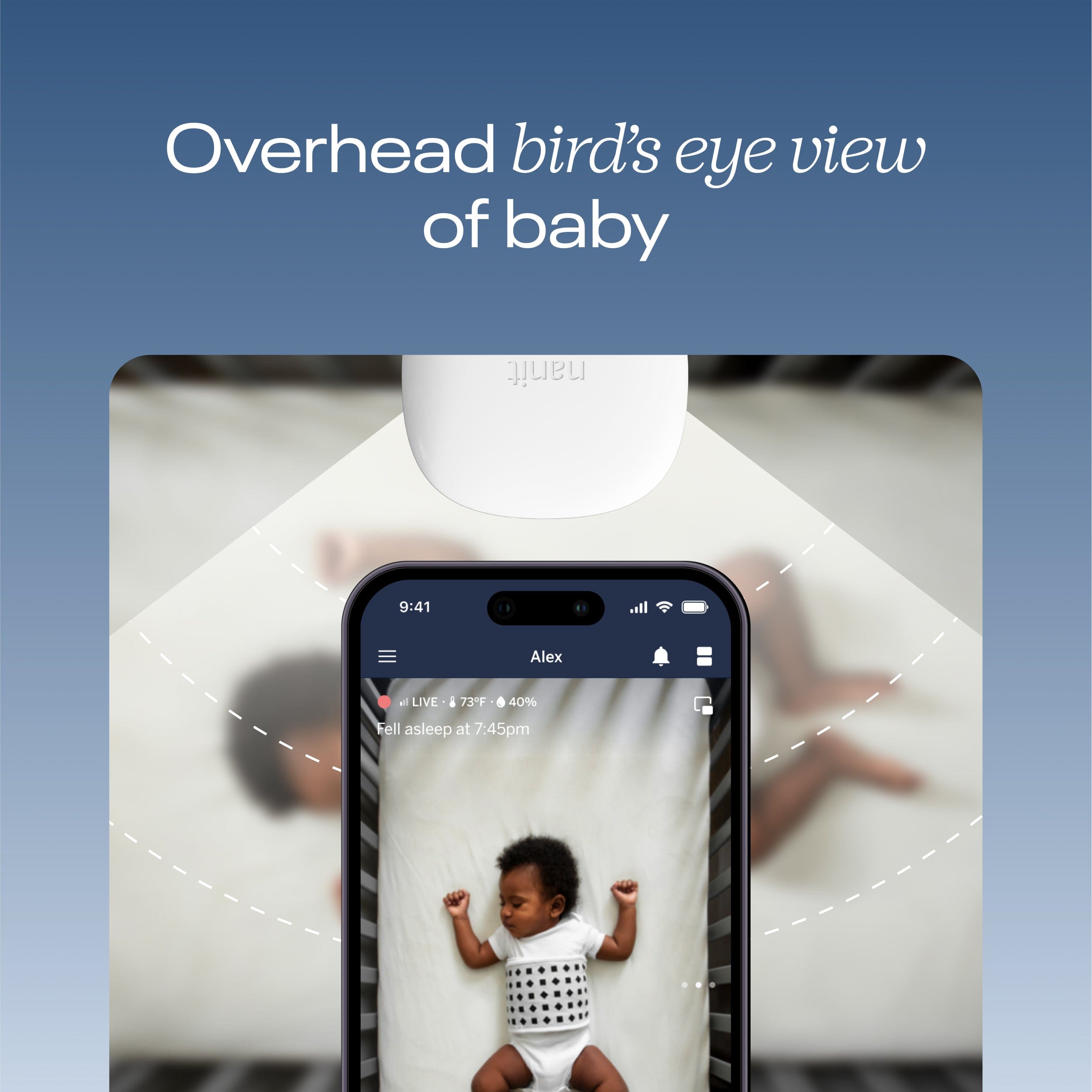 Nanit Pro baby monitor with wall mount in white - British product