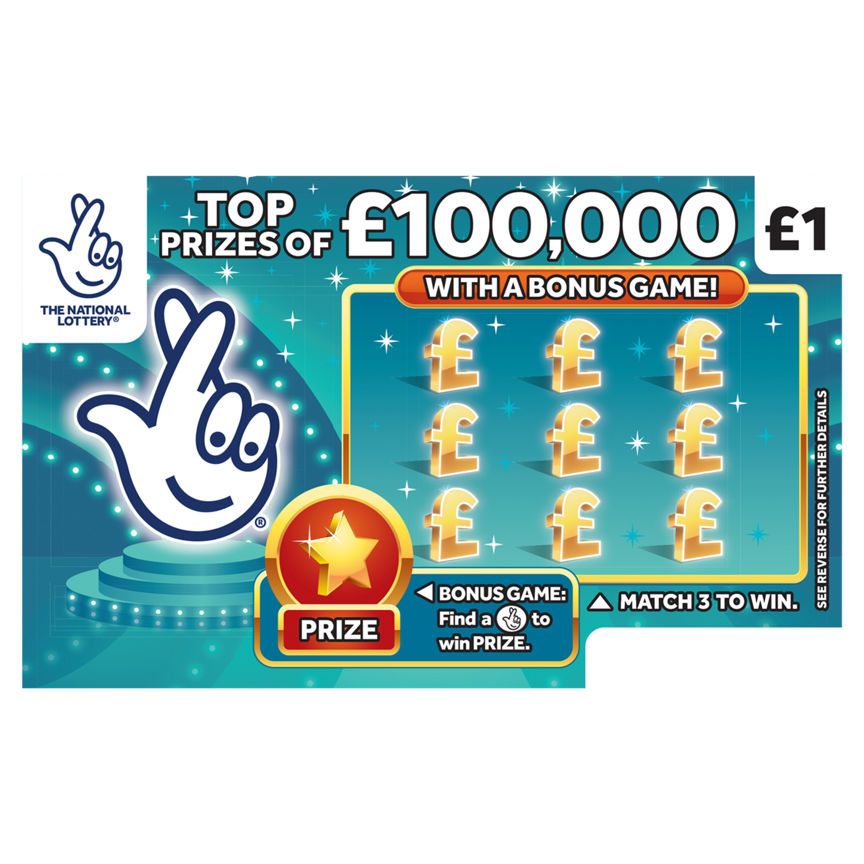 National Lottery £1 £100,000 £100,000 Teal Scratchcard Game