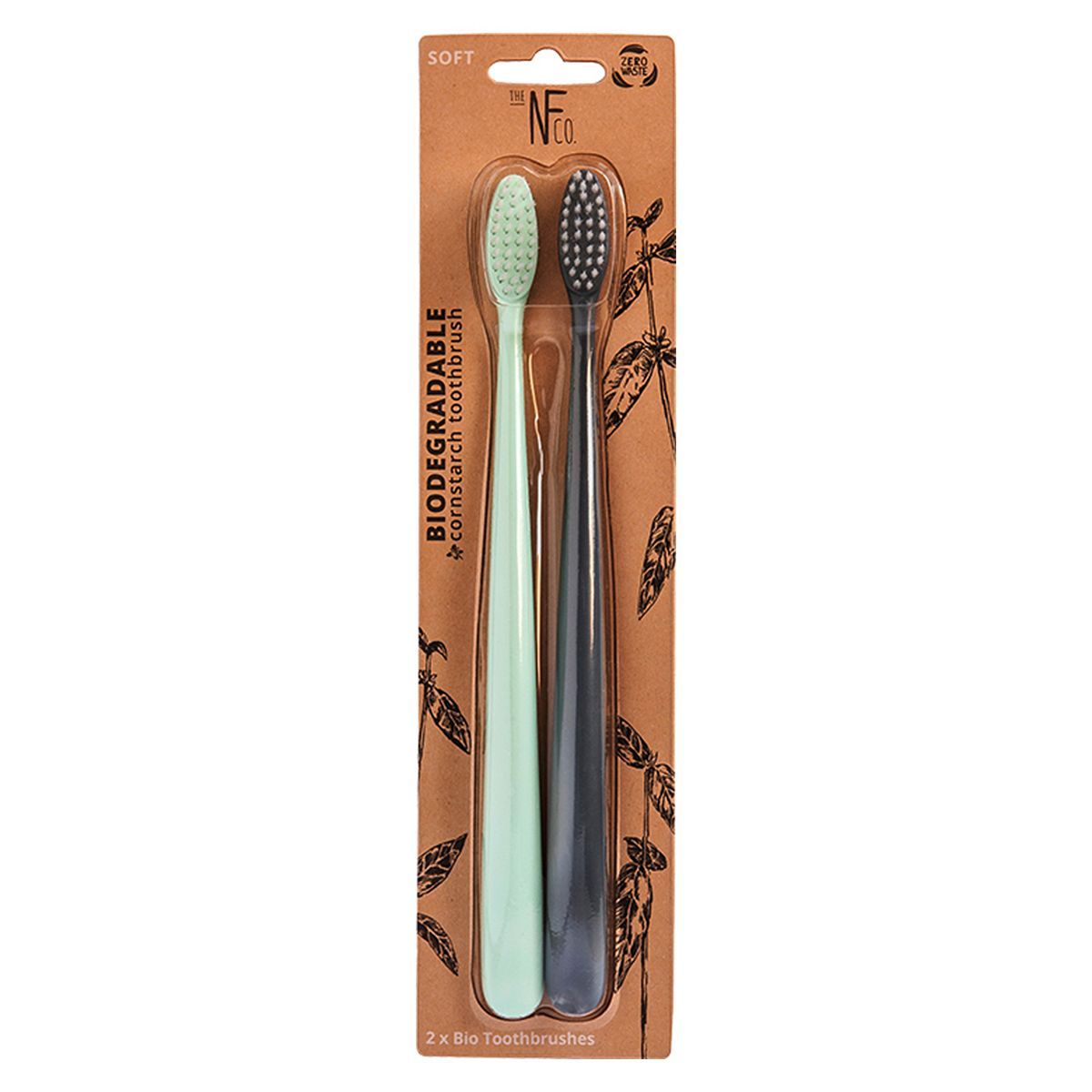 Natural Family Co biologisk nedbrytbar tannbørste Twin Pack Assorted Colors