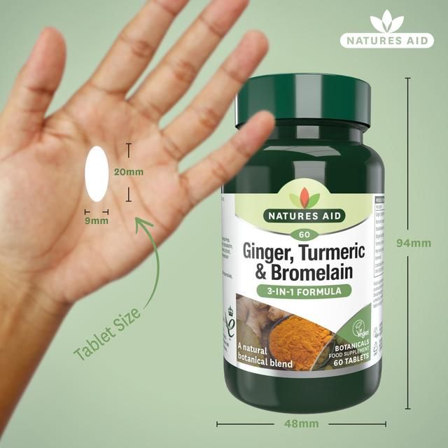 Natures Aid Ginger Turmeric &amp;amp; Bromlelain Supplement Tablets    60 per pack