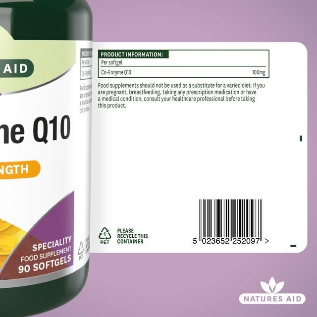 Natures Aid High Strength Co-Enzyme Q10 Supplement Soft Gels 100mg   90 per pack
