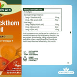 Natures Aid Sea Buckthorn Oil Omega-7 Soft Gel Supplement Capsules 500mg    60 per pack