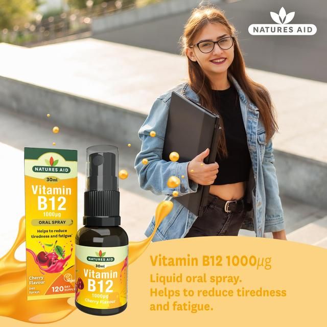 Natures Aid Vitamin B12 1000iu Oral Spray (Cherry Flavour)   30ml