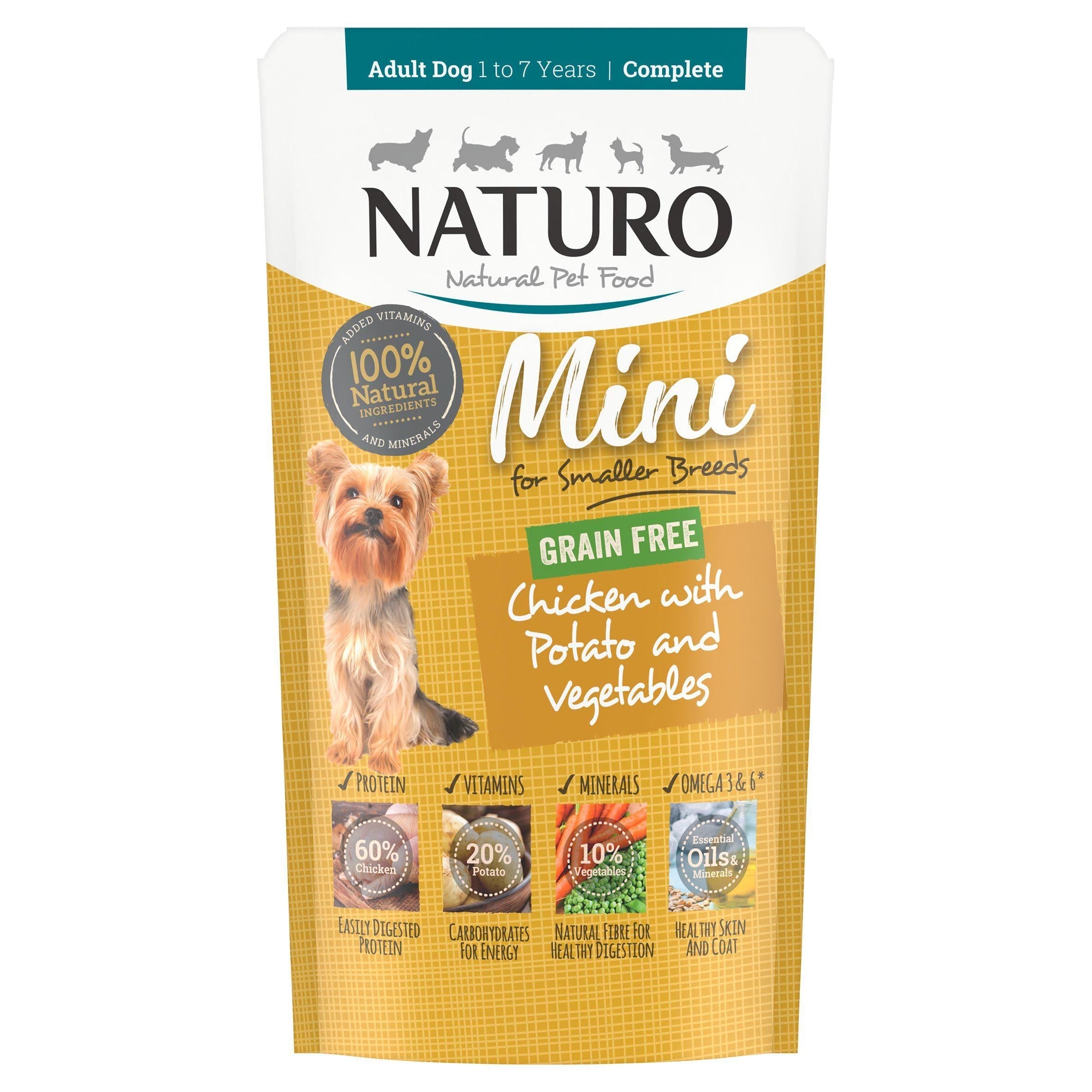 Naturo Natural Pet Food Mini Chicken with Potato &amp;amp; Vegetables Adult Dog 1-7 Years 150g