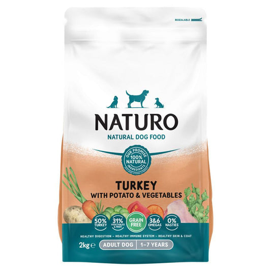 Naturo Natural Pet Food Turkey and Potato with Vegetables Adult Dog 1 to 7 Years 2kg