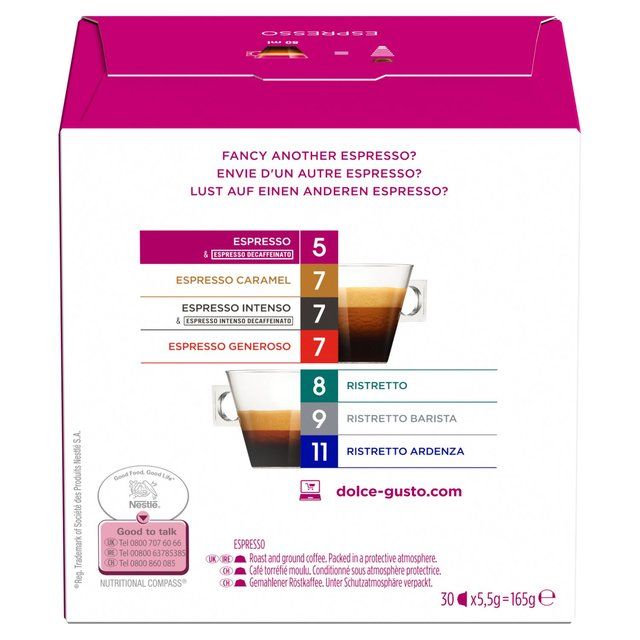 Nescafe Dolce Gusto Espresso 30 capsules   30 per pack