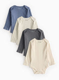 Nøytral Rib Langermet Bodysuit 4 Pack 6-9 måneder