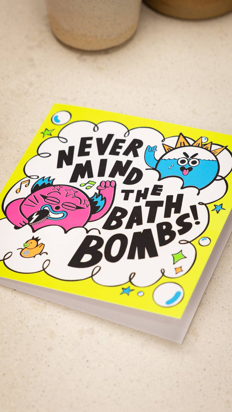 Lush greetings card Never Mind the Bath Bombs (British brand)