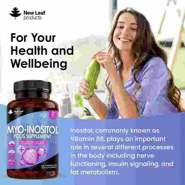 New Leaf Myo-Inositol PCOS Supplement + Folic Acid &amp;amp; B12