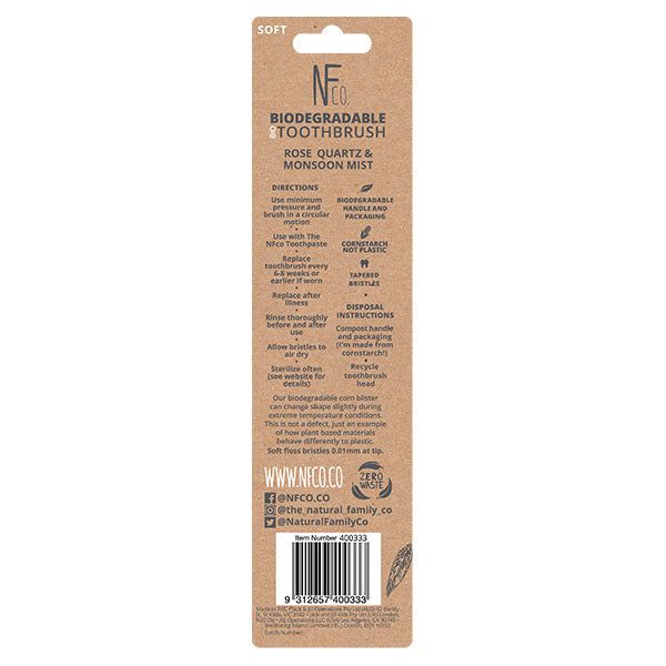 NFco Biodegradable Toothbrush - Rose Quartz &amp;amp; Monsoon Mist