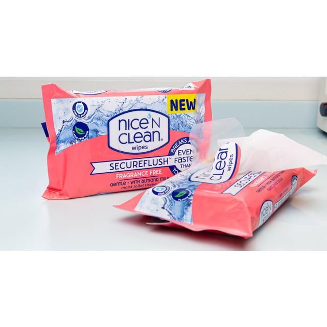 Nice 'N CLEAN SecureFlush Duftende fuktig toalettpapir med mandelmelk 40 per pakke