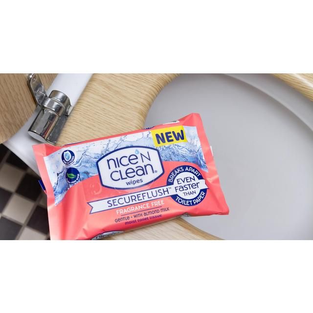 Nice 'N CLEAN SecureFlush Duftende fuktig toalettpapir med mandelmelk 40 per pakke