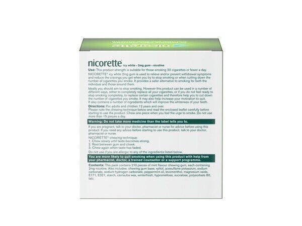 Nicorette&amp;reg; Icy White 2mg Nicotine Gum 210s (Stop Smoking)