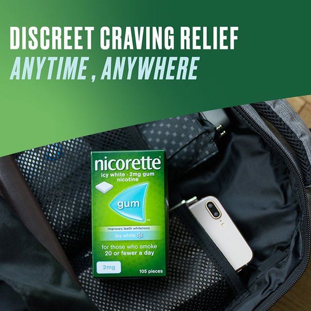 Nicorette Icy White Gum 2 mg 105 Gums (Stop Smoking Aid)   105 per pack