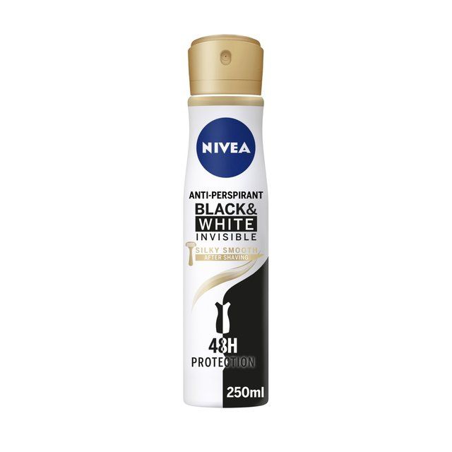 NIVEA Black &amp; דאודורנט ספריי לבן משיי חלק אנטי פרספירנט 250 מ"ל