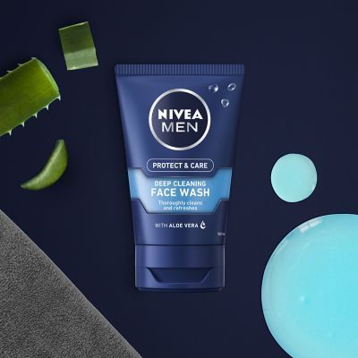 NIVEA MEN Beskytt &amp; Care Deep Cleansing Face Wash med Aloe Vera 100ml
