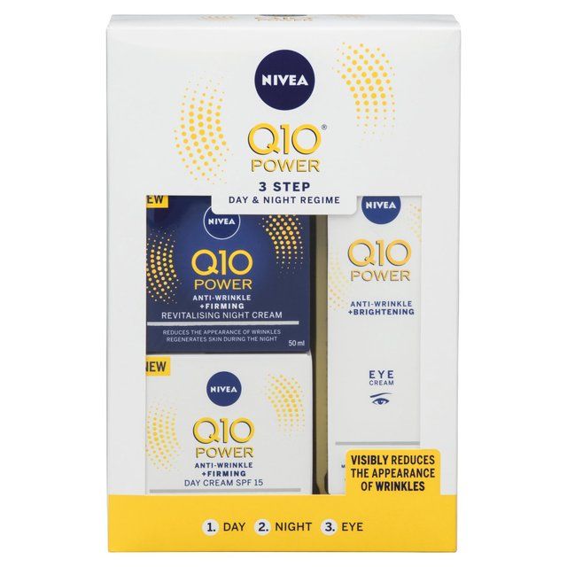NIVEA Q10 Power Anti Wrinkle 3-Step Face Day Night &amp;amp; Eye Cream Gift Set