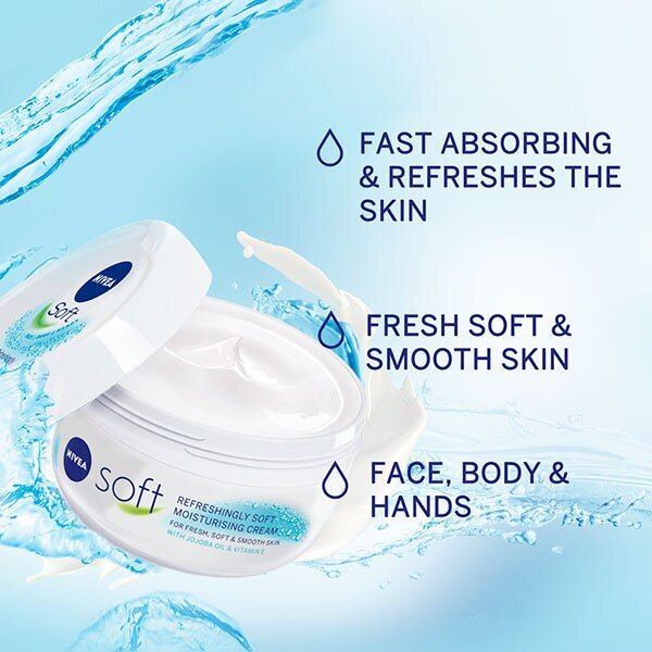NIVEA Soft Moisturiser Cream for Face, Hands &amp;amp; Body, 200ml