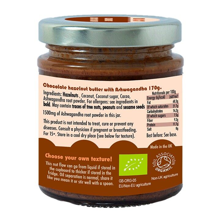 Nuccy Ashwagandha Sjokolade Hasselnøttsmør 170g