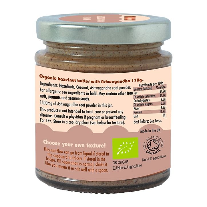 Nuccy Ashwagandha sjokoladehasselnøttsmør 170 g kokosnøttpeanøttsmør